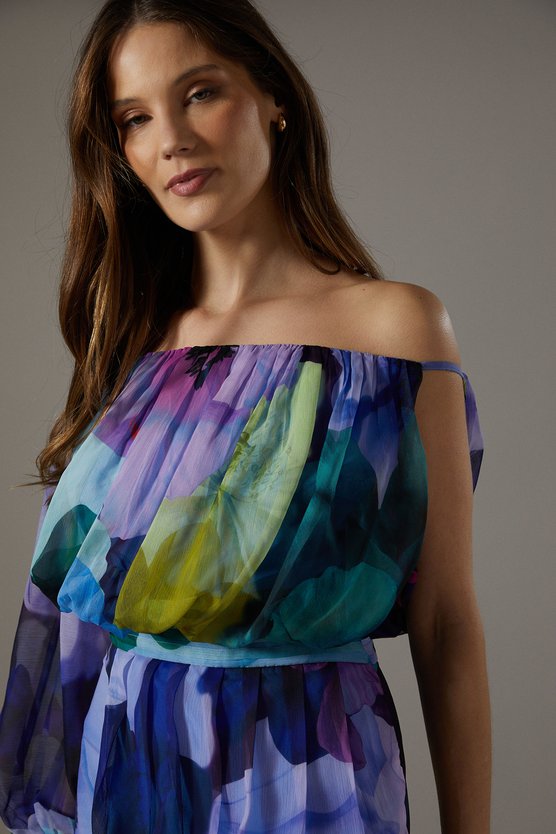 Karen Millen Printed One Shoulder Wrap Skirt Dress Multi