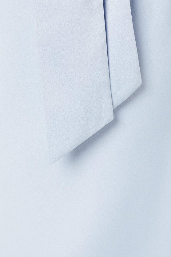 Karen Millen Ruffle Sleeve Satin Back Crepe Wrap Dress Pale Blue