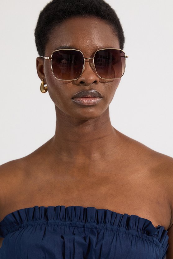 Karen Millen Shirred Cotton Tiered Bandeau Woven Maxi Dress Navy