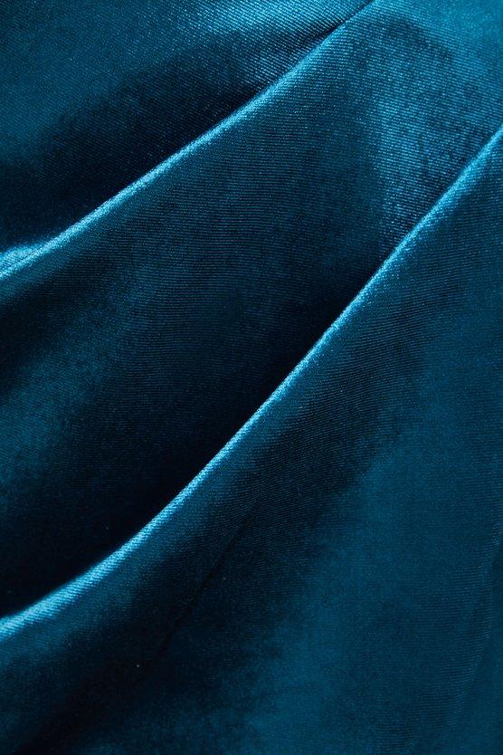 Karen Millen Square Neck Bonded Velvet Pencil Dress Teal