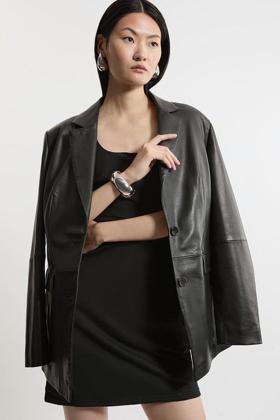 Karen Millen Stretch Cotton Jersey Strappy Mini Dress Black