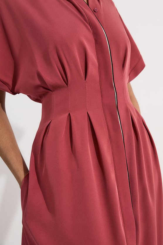 Karen Millen Tall Crepe Woven Shirt Dress With Contrast Stripe Trim Rose
