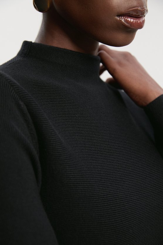 Karen Millen Viscose Blend Full Circle Knit Mini Dress Black