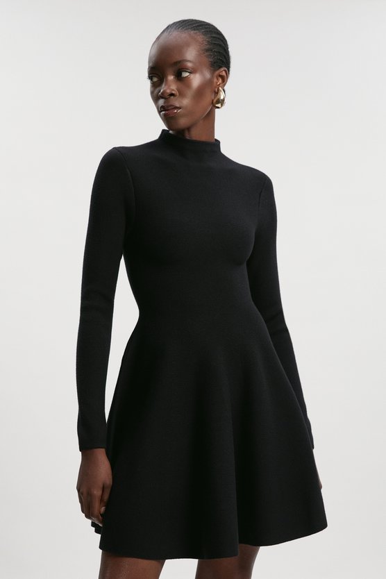 karen millen Viscose Blend Full Circle Knit Mini Dress black karen millen Viscose Blend Full Circle Knit Mini Dress black