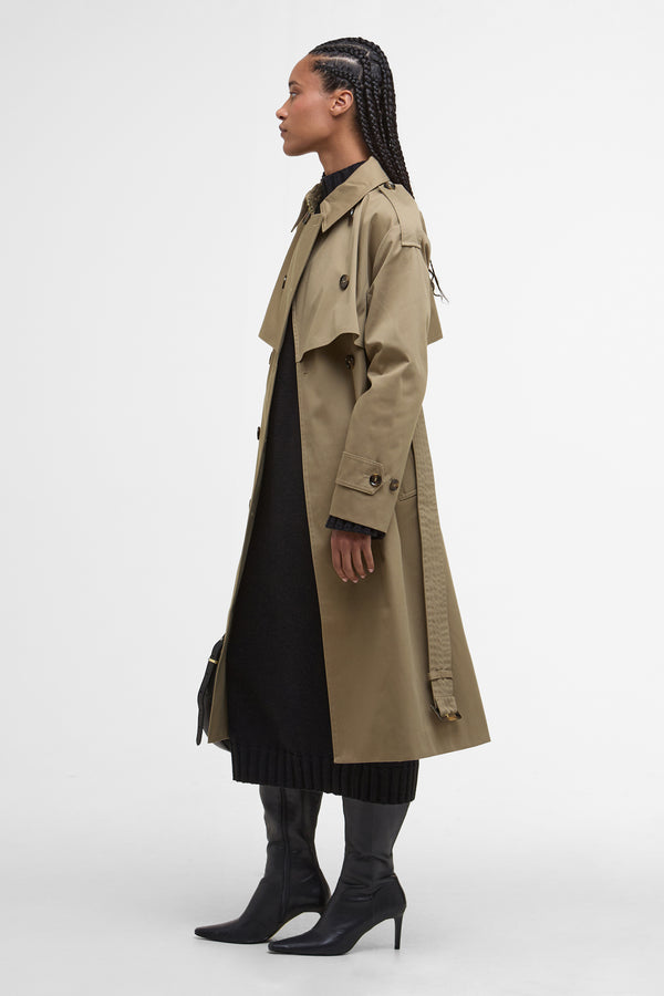 Karen Walker Aoife Trench Showerproof Military Brown/Hessian Tartan