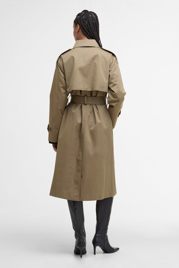 Karen Walker Aoife Trench Showerproof Military Brown/Hessian Tartan
