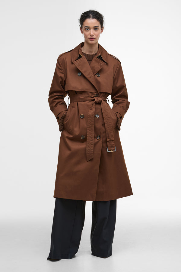 karen walker Aoife Trench Showerproof Vicuna/Hessian Tartan