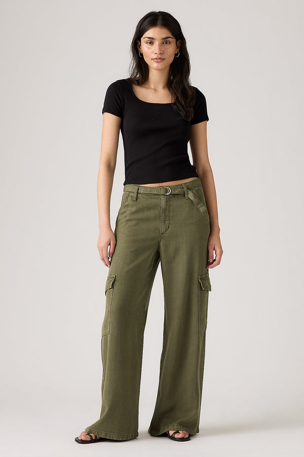 karen walker Baggy Dad Cargo Pants Drapey Ivy Green Gd