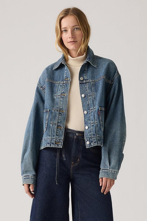 Karen Walker Balloon Sleeve Trucker Jacket Missed My Flight No Tie