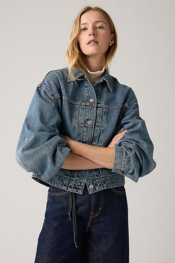 Karen Walker Balloon Sleeve Trucker Jacket Missed My Flight No Tie