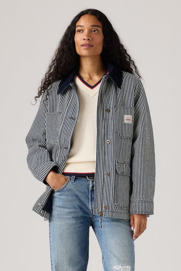 Karen Walker Bree Barn Stripe Jacket Indigo Stripe Indigo