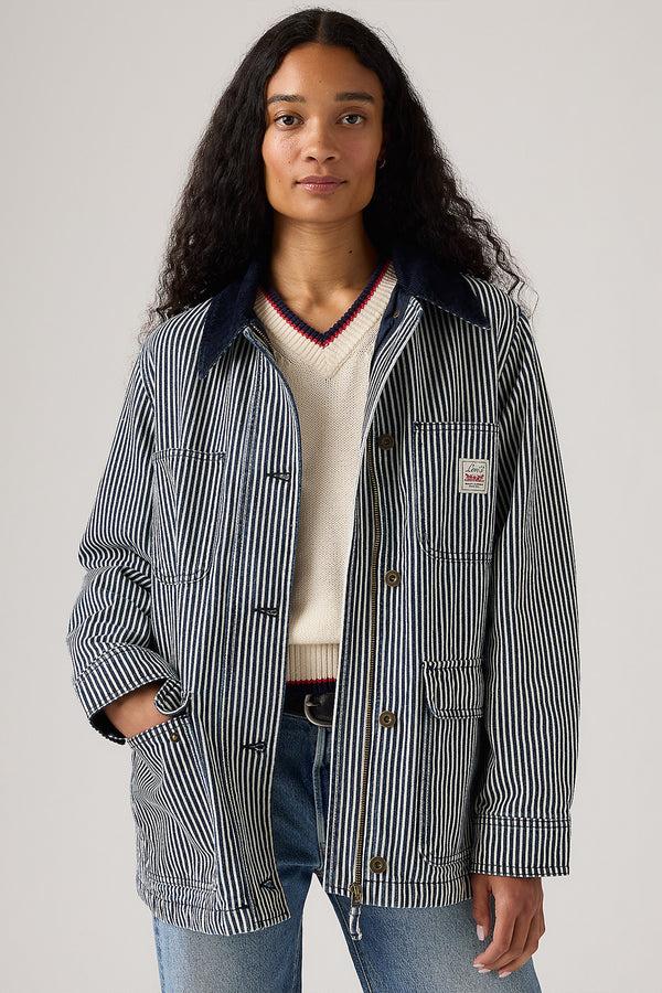 Karen Walker Bree Barn Stripe Jacket Indigo Stripe Indigo