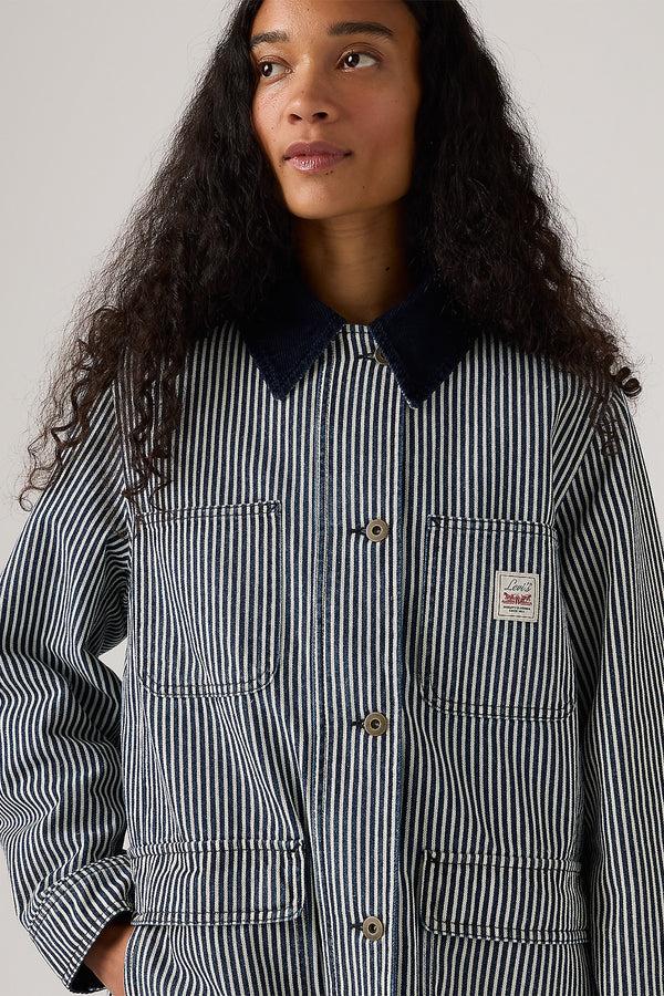 Karen Walker Bree Barn Stripe Jacket Indigo Stripe Indigo
