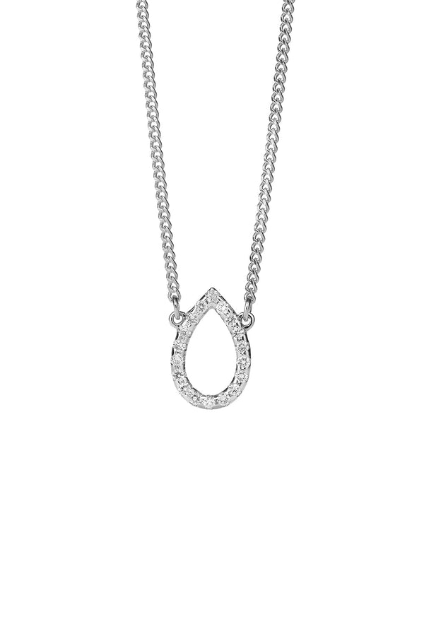 karen walker Capsule Diamond Necklace 9ct White Gold .12ct Diamond