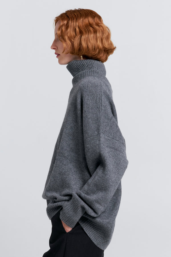 Karen Walker Carmen Oversized Turtleneck Sweater Charcoal Marle
