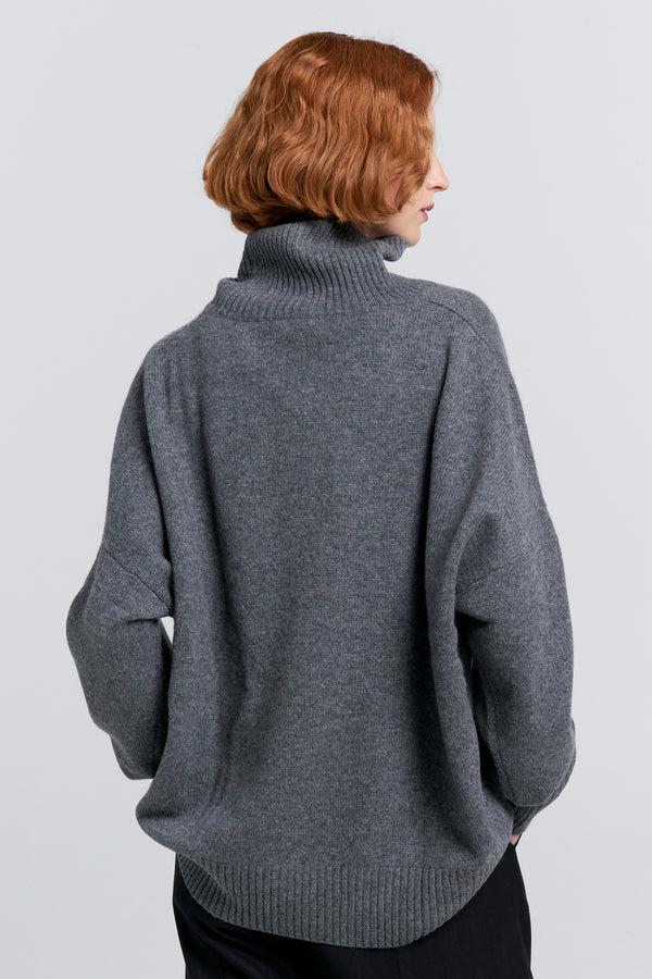 Karen Walker Carmen Oversized Turtleneck Sweater Charcoal Marle