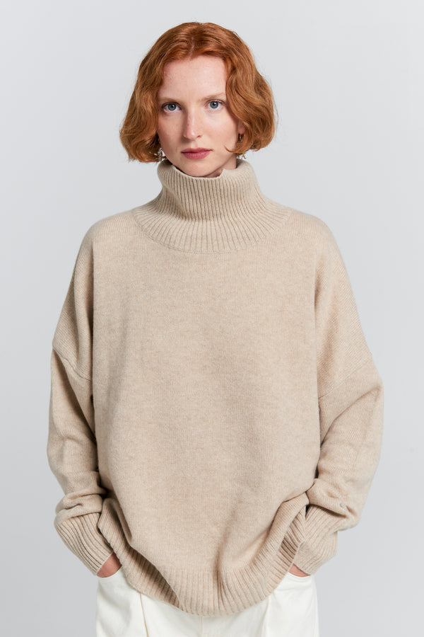 Karen Walker Carmen Oversized Turtleneck Sweater Stone Marle