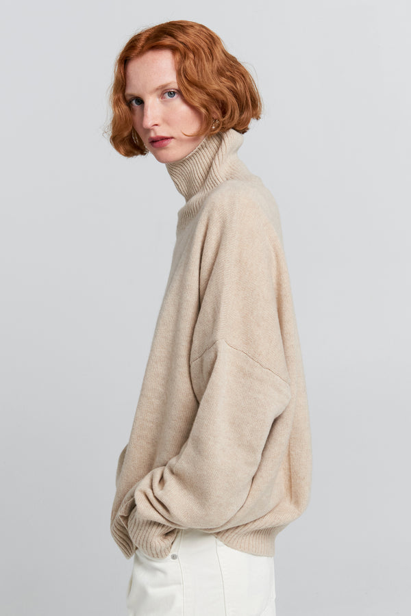 Karen Walker Carmen Oversized Turtleneck Sweater Stone Marle