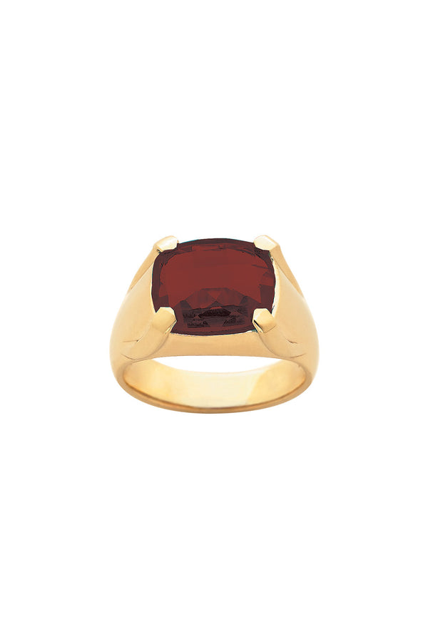 karen walker Chequerboard Ring 12 x 10mm Gold & Garnet