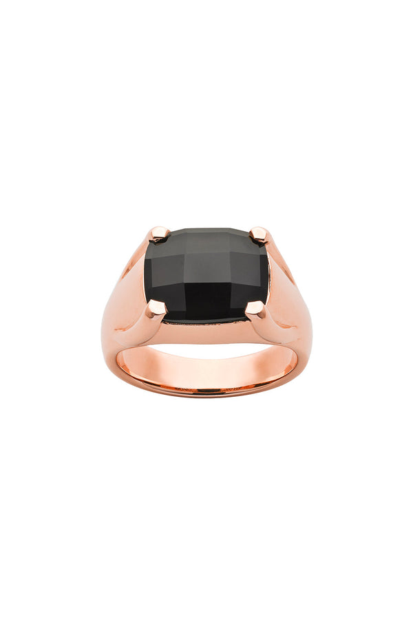 karen walker Chequerboard Ring 12 x 10mm Rose Gold & Onyx