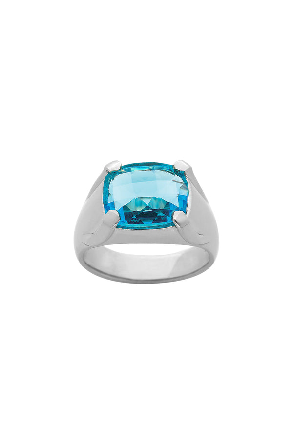karen walker Chequerboard Ring 12 x 10mm Silver & Blue Topaz