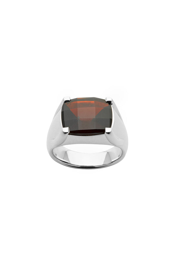karen walker Chequerboard Ring 12 x 10mm Silver & Garnet