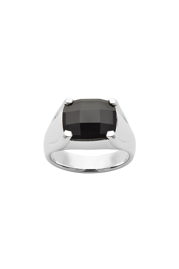 karen walker Chequerboard Ring 12 x 10mm Silver & Onyx