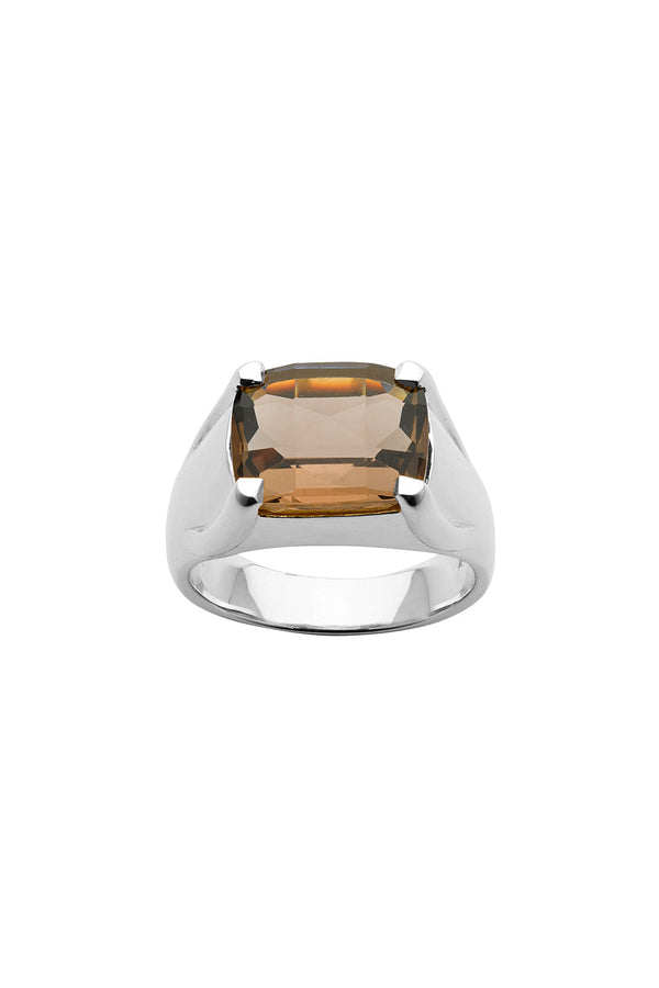 karen walker Chequerboard Ring 12 x 10mm Silver & Smokey Quartz