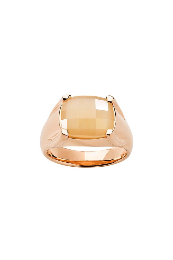 karen walker Chequerboard Ring 12x10mm Rose Gold & Peach Moonstone