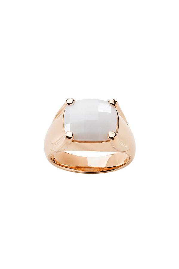 karen walker Chequerboard Ring 12x10mm Rose Gold & White Agate