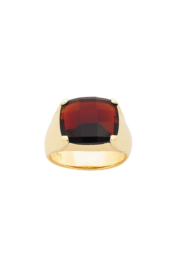 karen walker Chequerboard Ring 14 x 12mm Gold & Garnet