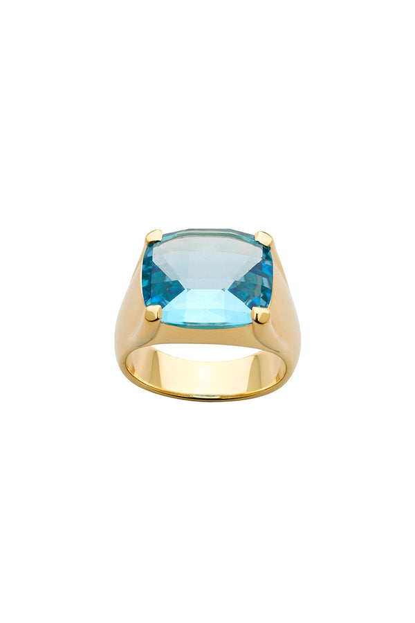 karen walker Chequerboard Ring 14 x 12mm Gold & Topaz