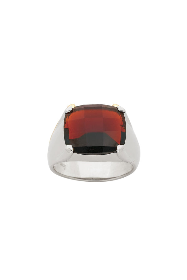 karen walker Chequerboard Ring 14 x 12mm Silver & Garnet