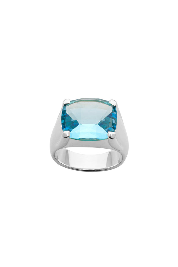 karen walker Chequerboard Ring 14 x 12mm Silver & Topaz