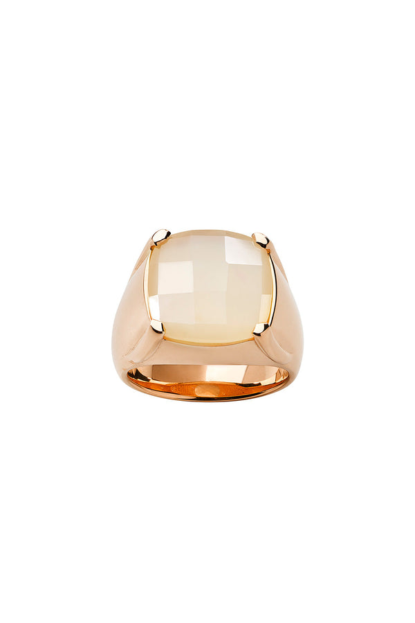 karen walker Chequerboard Ring 14mm Rose Gold & Peach Moonstone