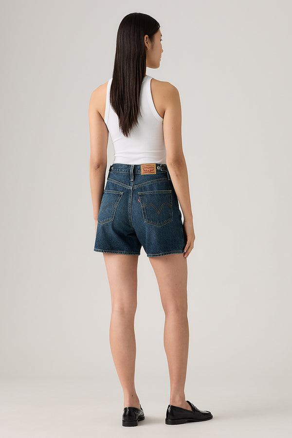 Karen Walker Cinch Mid-Thigh Shorts Cookie Crunch Dark Wash