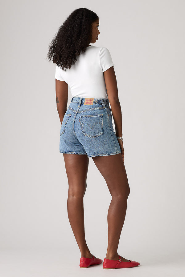 Karen Walker Cinch Mid-Thigh Shorts Twisted Stone Medium Wash