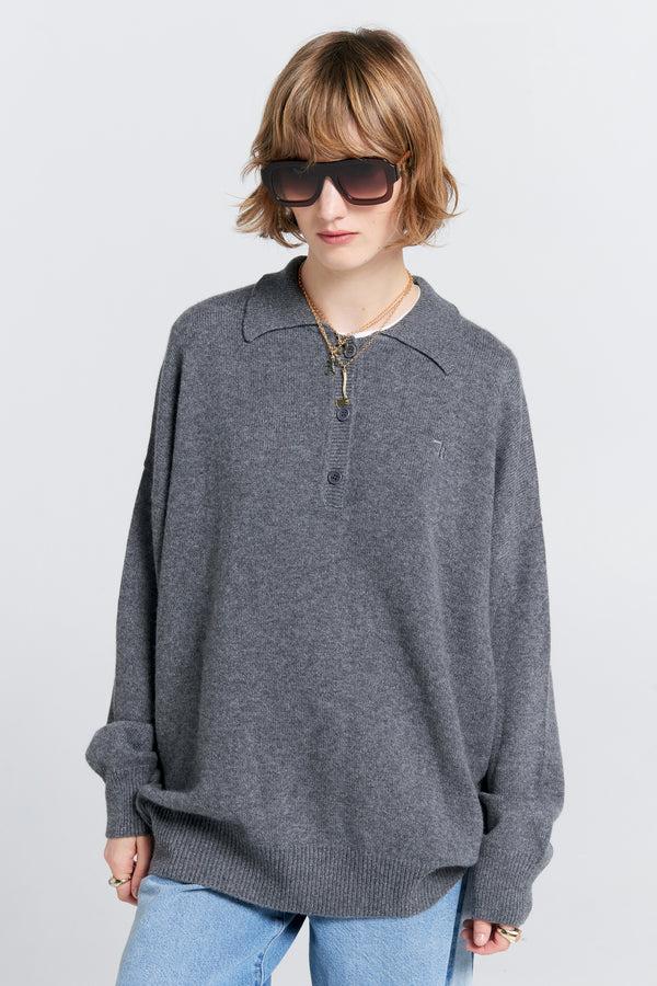 karen walker Collared Cashmere Sweater Charcoal Marle