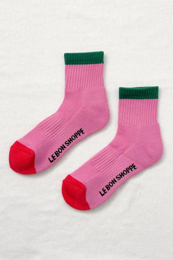Karen Walker Color Block Girlfriend Socks Rose/Green