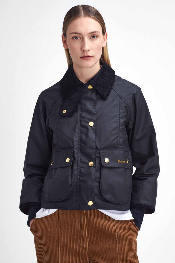 karen walker Cropped Beadnell Wax Jacket Black/Classic