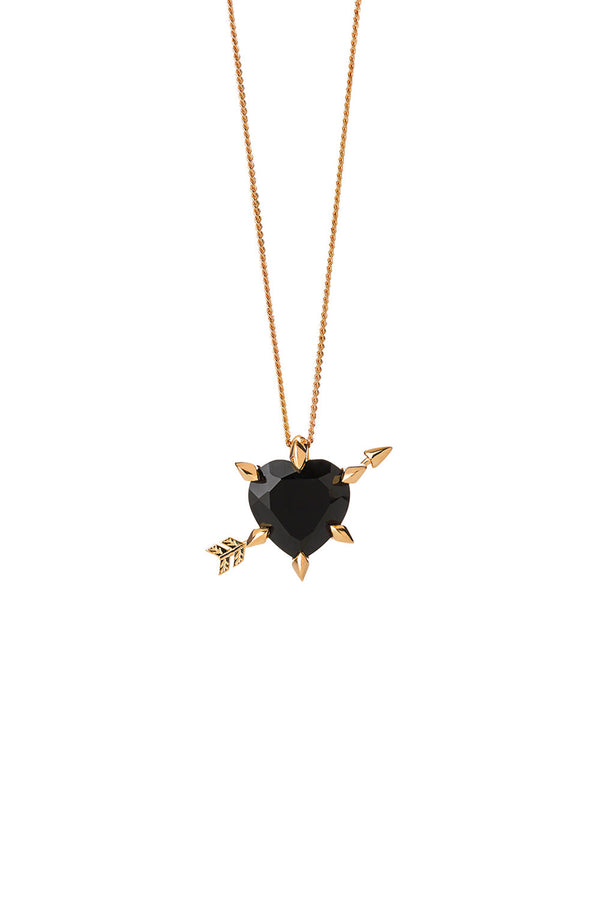 karen walker Cupid's Arrow and Heart Necklace Gold Onyx