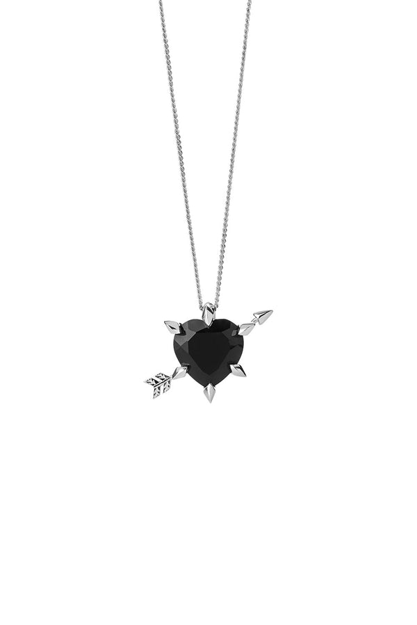 Karen Walker Cupid's Arrow & Heart Necklace Silver Onyx