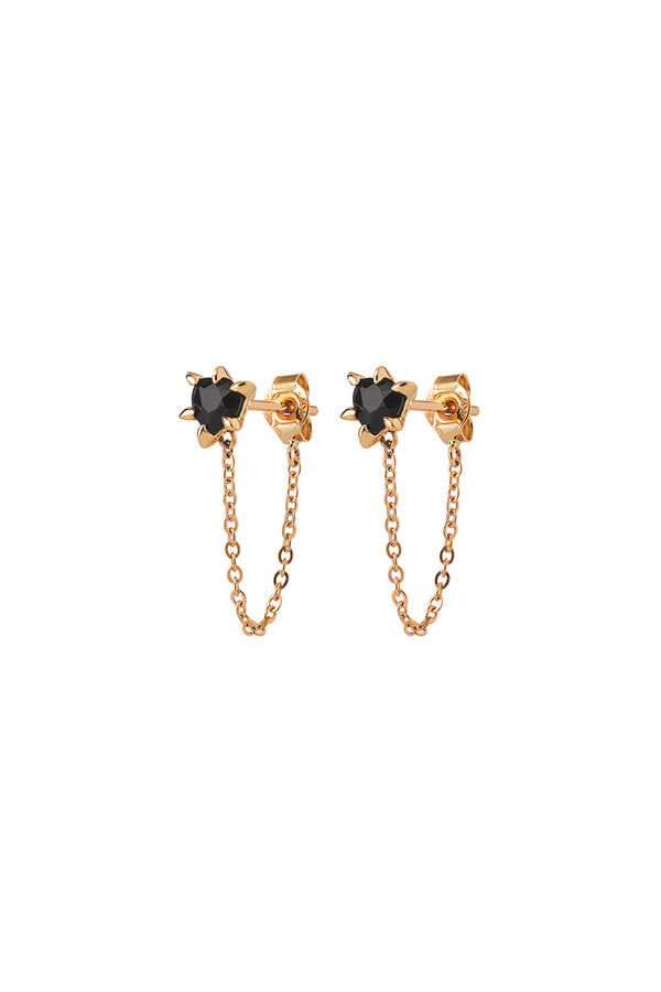 karen walker Cupid's Heart and Chain Studs Gold Onyx