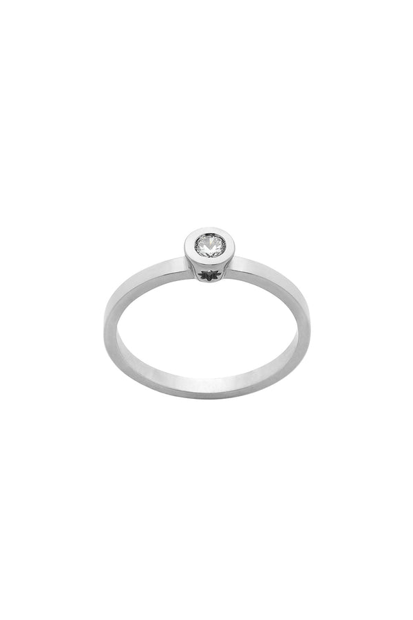 karen walker Diamond Brilliant Ring 9ct White Gold .10ct Diamond