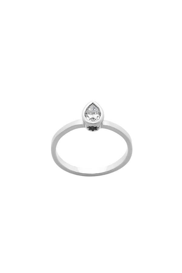 karen walker Diamond Pear Ring 9ct White Gold .25ct Diamond