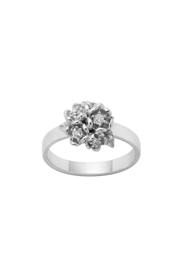karen walker Diamond Posie Flower Ball Ring 9ct White Gold .24ct Diamond