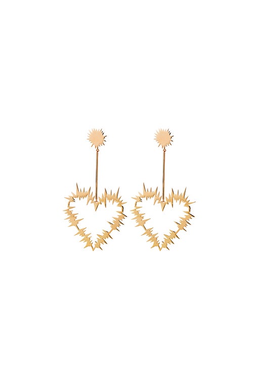 Karen Walker Electric Heart Drop Earrings Gold-Plated