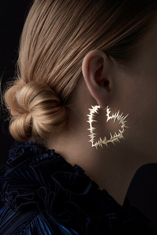 karen walker Electric Heart Hoop Earrings Gold-Plated