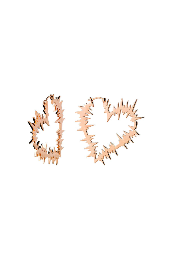 Karen Walker Electric Heart Hoop Earrings Rose Gold