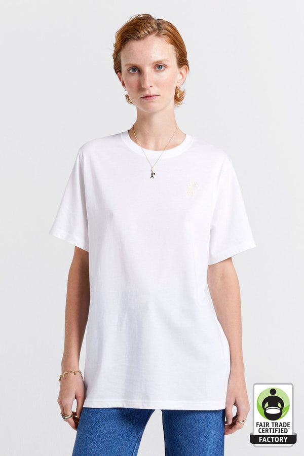 karen walker Embroidered Runaway Girl Classic Organic Cotton T-Shirt White